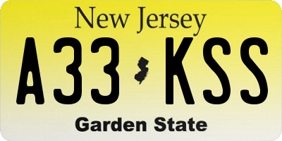 NJ license plate A33KSS
