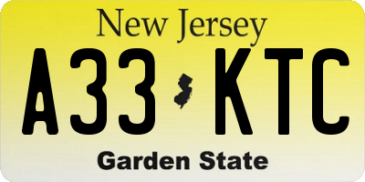 NJ license plate A33KTC