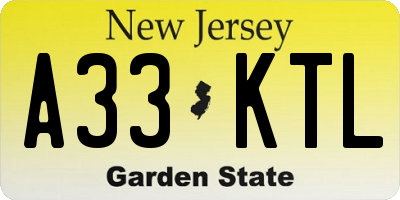 NJ license plate A33KTL