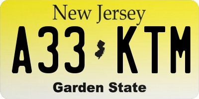 NJ license plate A33KTM
