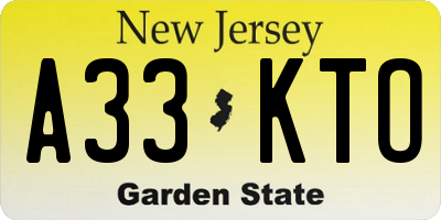 NJ license plate A33KTO