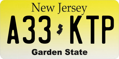 NJ license plate A33KTP