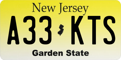 NJ license plate A33KTS