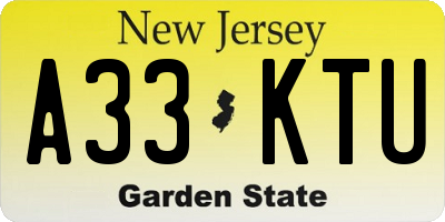 NJ license plate A33KTU
