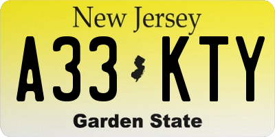 NJ license plate A33KTY