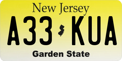 NJ license plate A33KUA