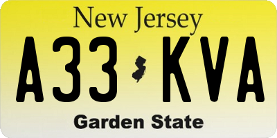 NJ license plate A33KVA