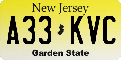 NJ license plate A33KVC