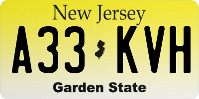 NJ license plate A33KVH