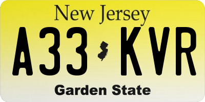 NJ license plate A33KVR