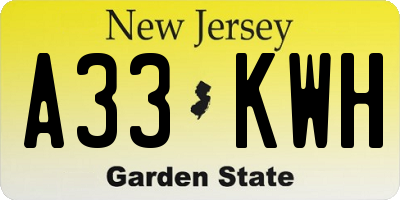 NJ license plate A33KWH