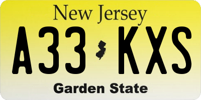 NJ license plate A33KXS