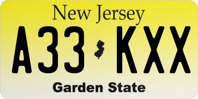 NJ license plate A33KXX