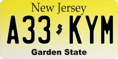 NJ license plate A33KYM