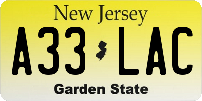 NJ license plate A33LAC