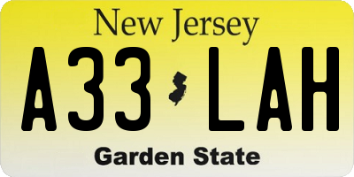 NJ license plate A33LAH