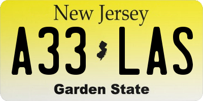 NJ license plate A33LAS