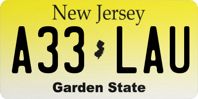 NJ license plate A33LAU