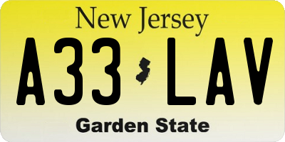 NJ license plate A33LAV