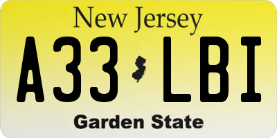 NJ license plate A33LBI