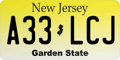 NJ license plate A33LCJ