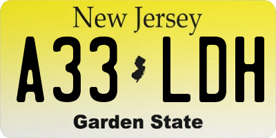 NJ license plate A33LDH