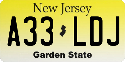 NJ license plate A33LDJ