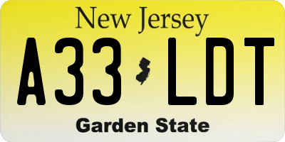 NJ license plate A33LDT