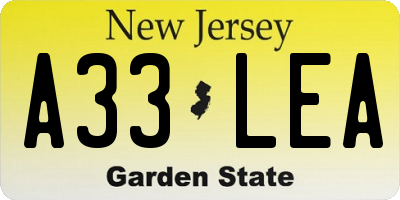 NJ license plate A33LEA