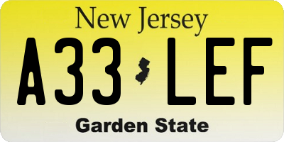 NJ license plate A33LEF