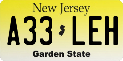 NJ license plate A33LEH