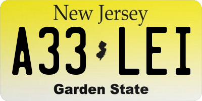 NJ license plate A33LEI