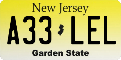 NJ license plate A33LEL
