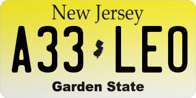 NJ license plate A33LEO