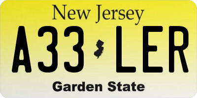 NJ license plate A33LER