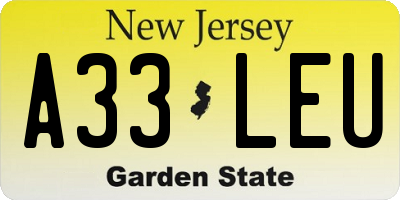 NJ license plate A33LEU