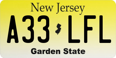 NJ license plate A33LFL