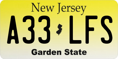 NJ license plate A33LFS
