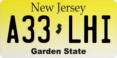 NJ license plate A33LHI