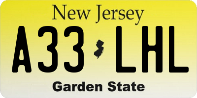 NJ license plate A33LHL