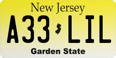 NJ license plate A33LIL