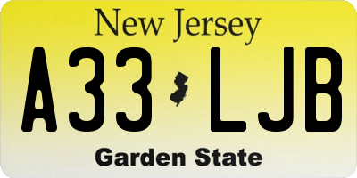 NJ license plate A33LJB