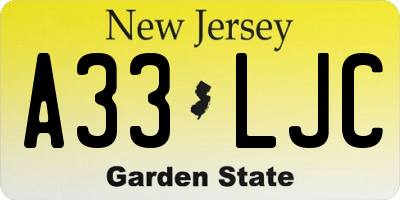 NJ license plate A33LJC