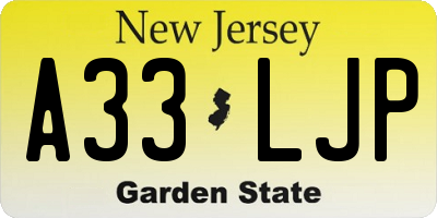NJ license plate A33LJP