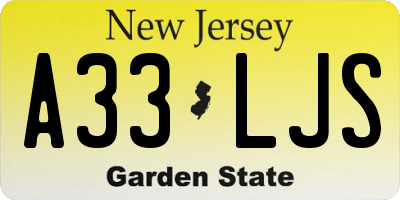 NJ license plate A33LJS