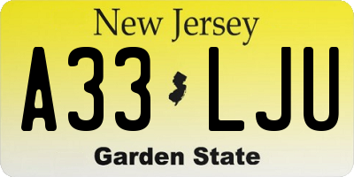 NJ license plate A33LJU