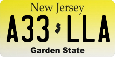 NJ license plate A33LLA