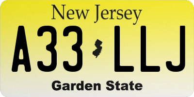 NJ license plate A33LLJ