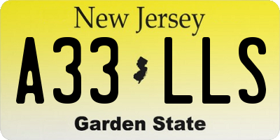 NJ license plate A33LLS