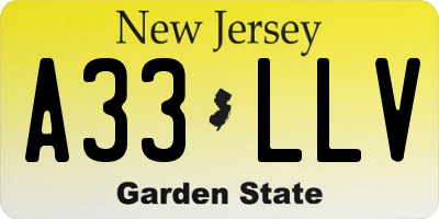 NJ license plate A33LLV